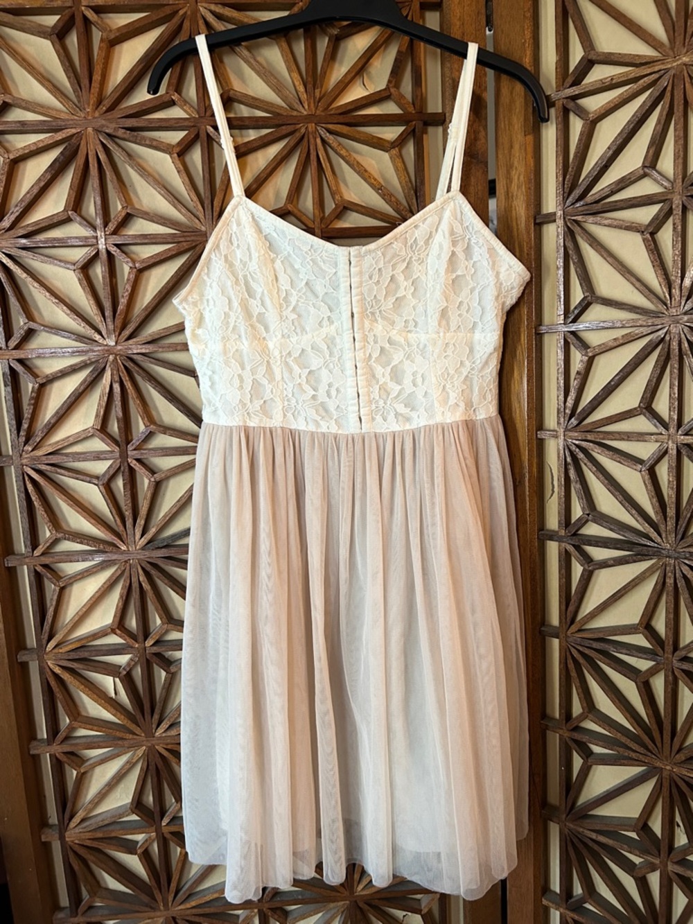 American Eagle Outfitters Lace Bodice Tulle Mini Dress — Cream / Nude Size 6